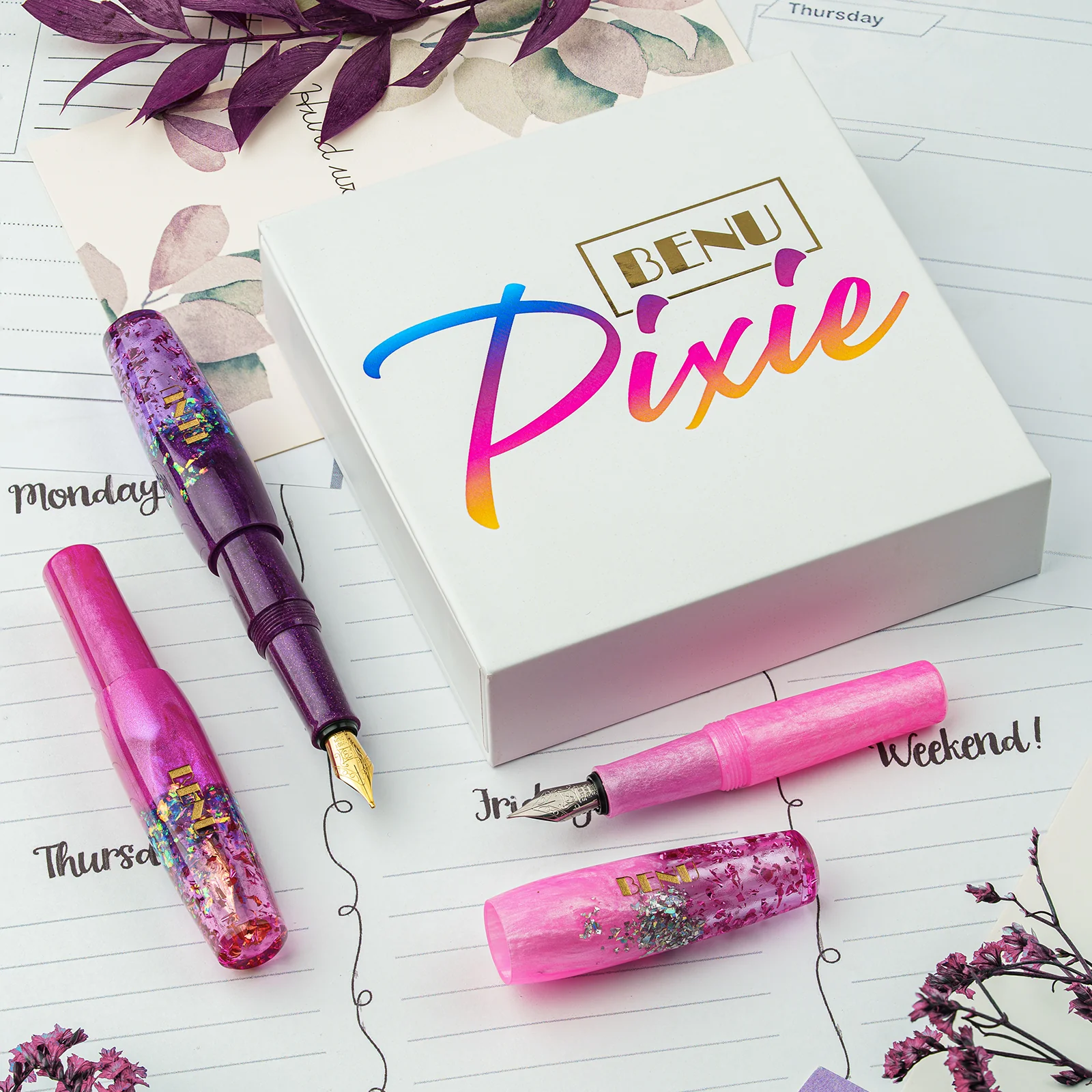 Benu Pixie Pocket Fountain Pen Magenta Madness Set of 3 - Image 2