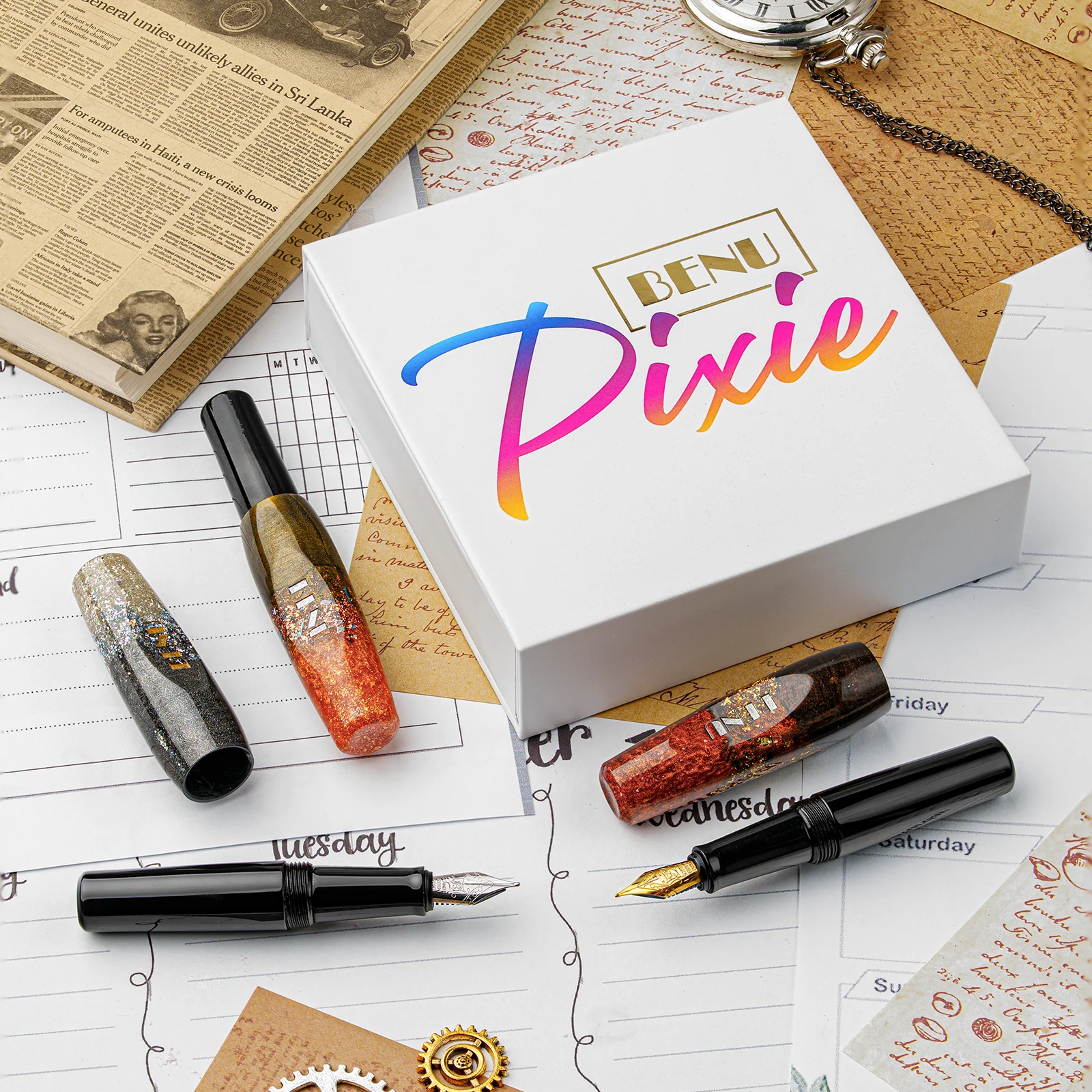 Benu Pixie Pocket Fountain Pen Metallic Dust Set of 3 - Image 2
