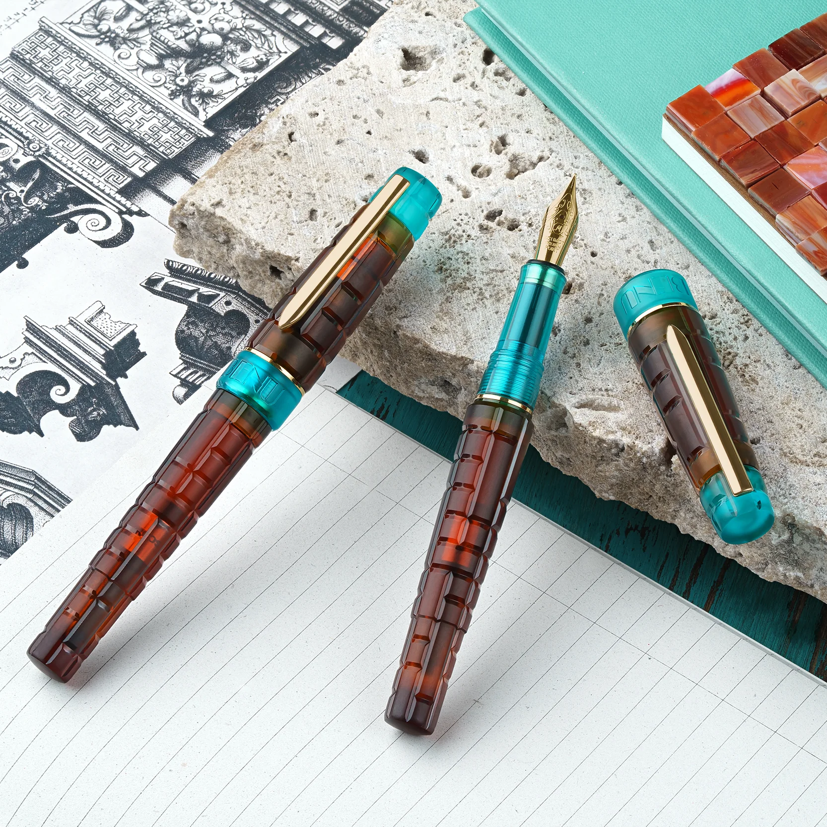 Benu Tessera Fountain Pen Ribbon Turquoise - Image 6