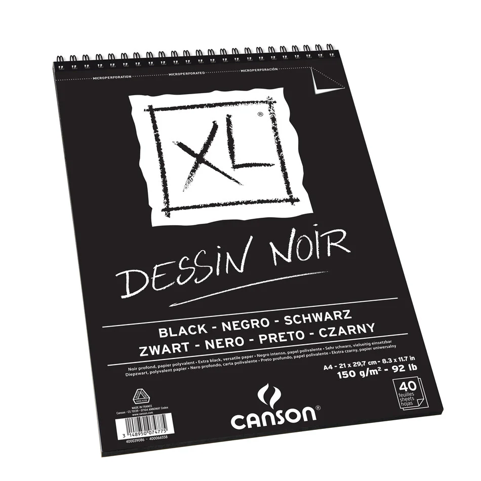 Canson XL Black Paper Spiral Pad A4 - Image 2