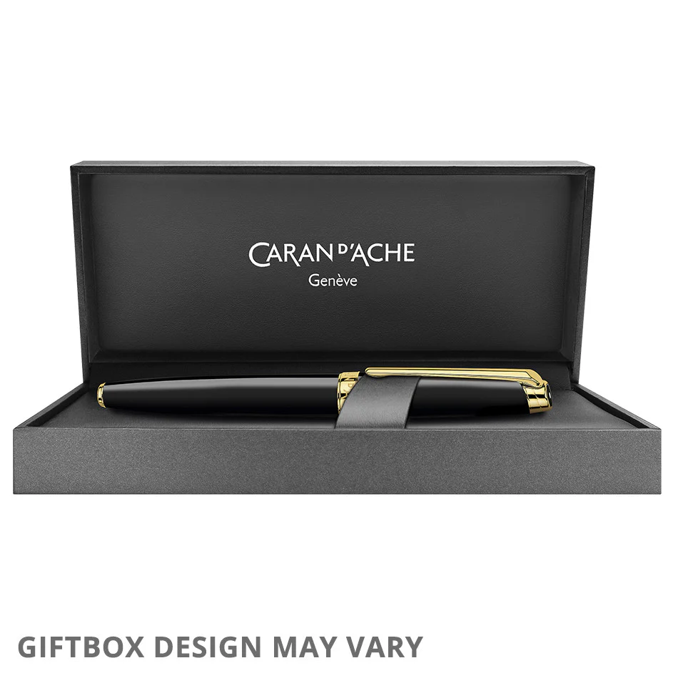 Caran d'Ache Leman Ebony Fountain Pen Gold Trim - Image 3