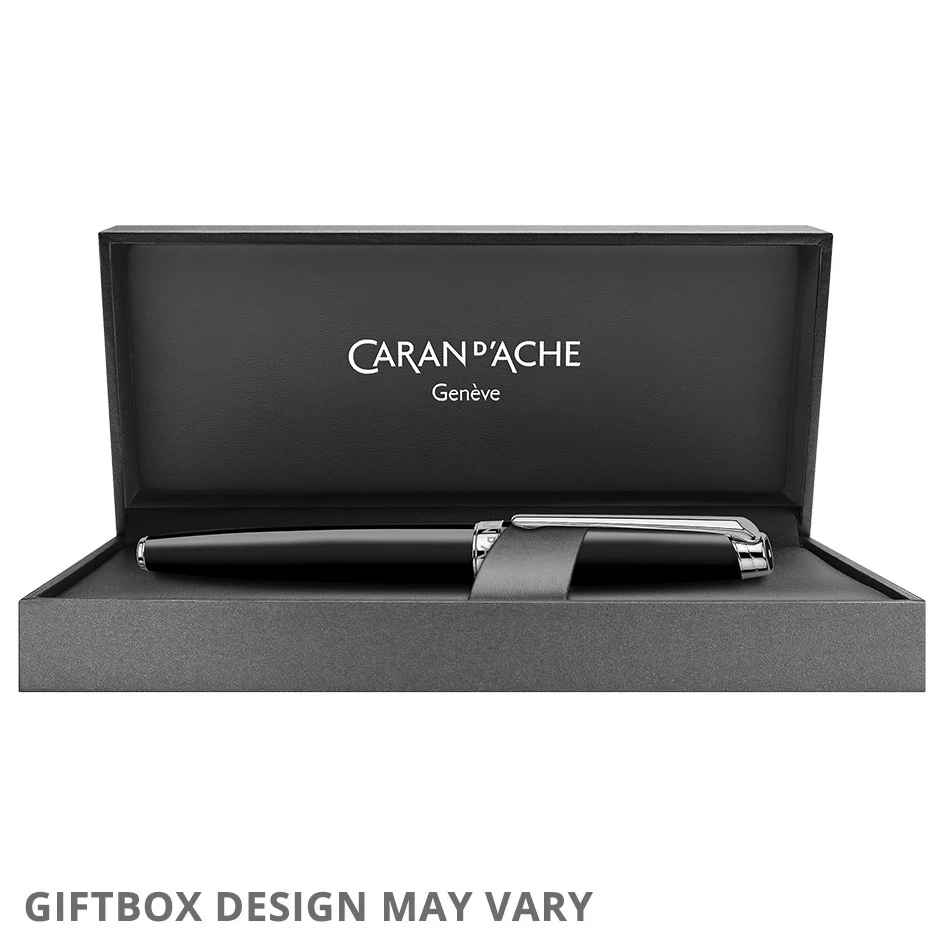 Caran d'Ache Leman Ebony Rollerball Pen Silver Trim - Image 3