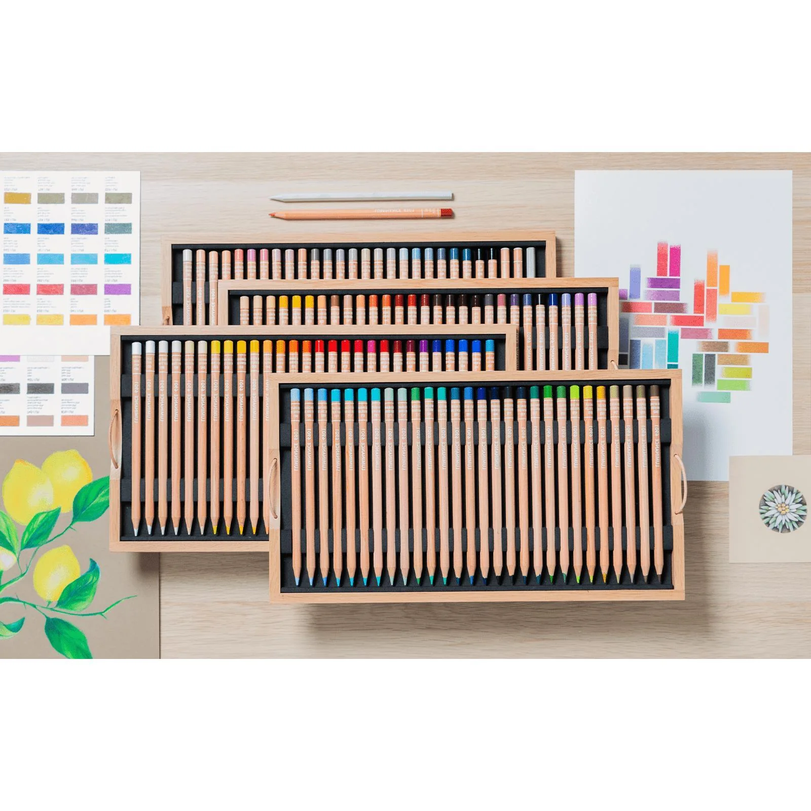 Caran d'Ache Luminance 6901 Luxury Wooden Box with 100 Pencil Set - Image 2