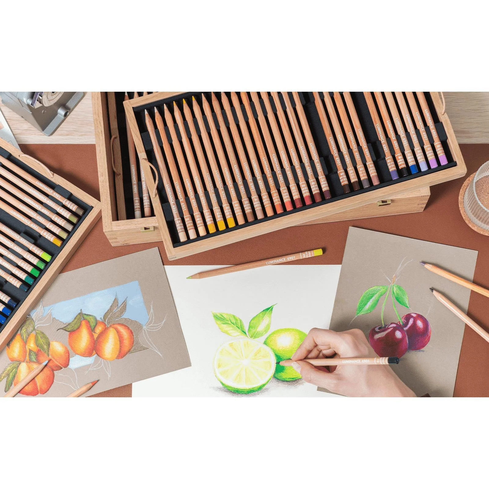 Caran d'Ache Luminance 6901 Luxury Wooden Box with 100 Pencil Set - Image 3