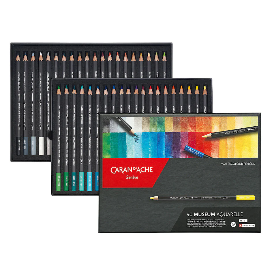 Caran d'Ache Museum Aquarell Watercolour Pencil Box of 40 Assorted - Image 2