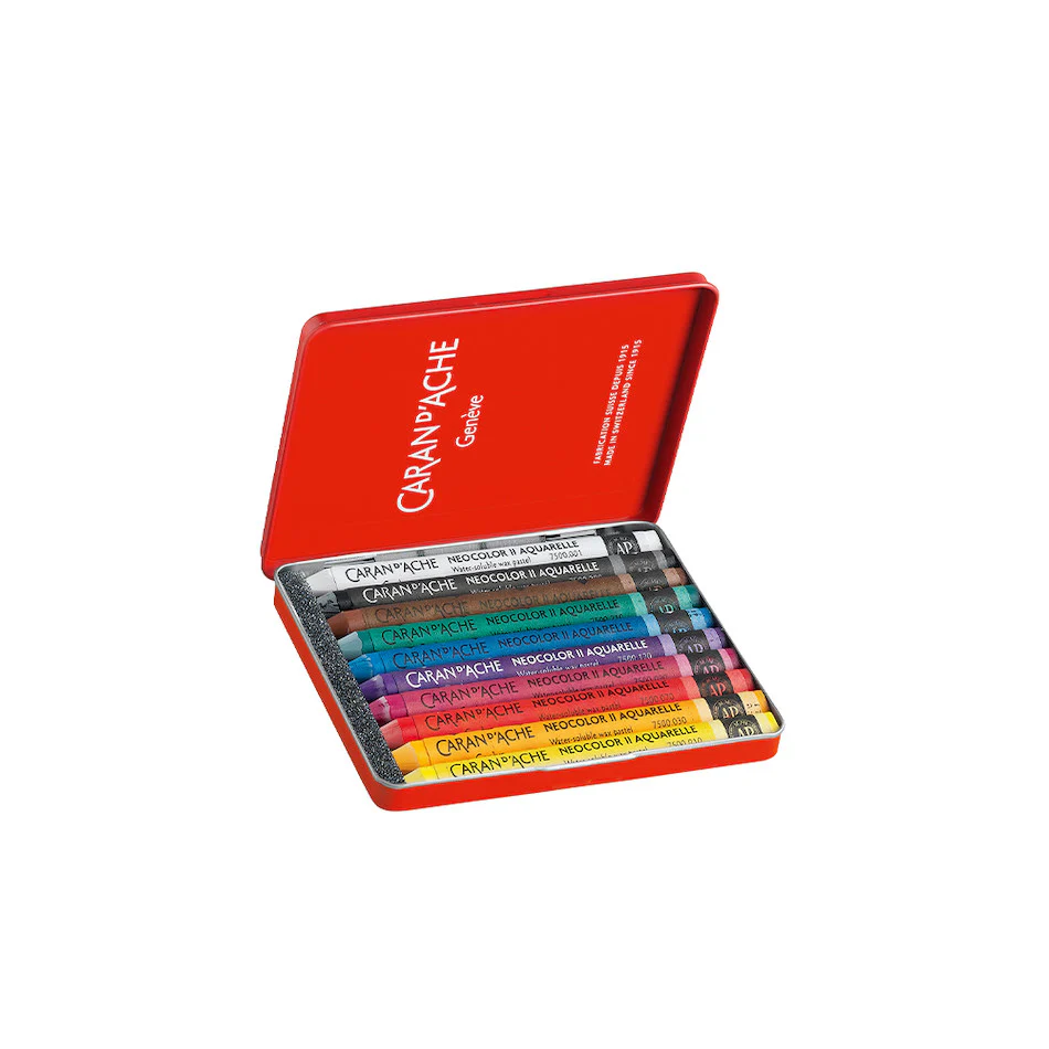Caran d'Ache Neocolor II Water Soluble Wax Pastels Box of 10 - Image 2