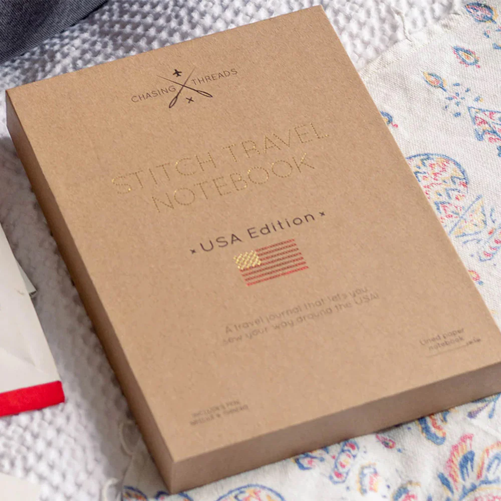 Chasing Threads Stitch USA Travel Notebook Maroon - Image 14