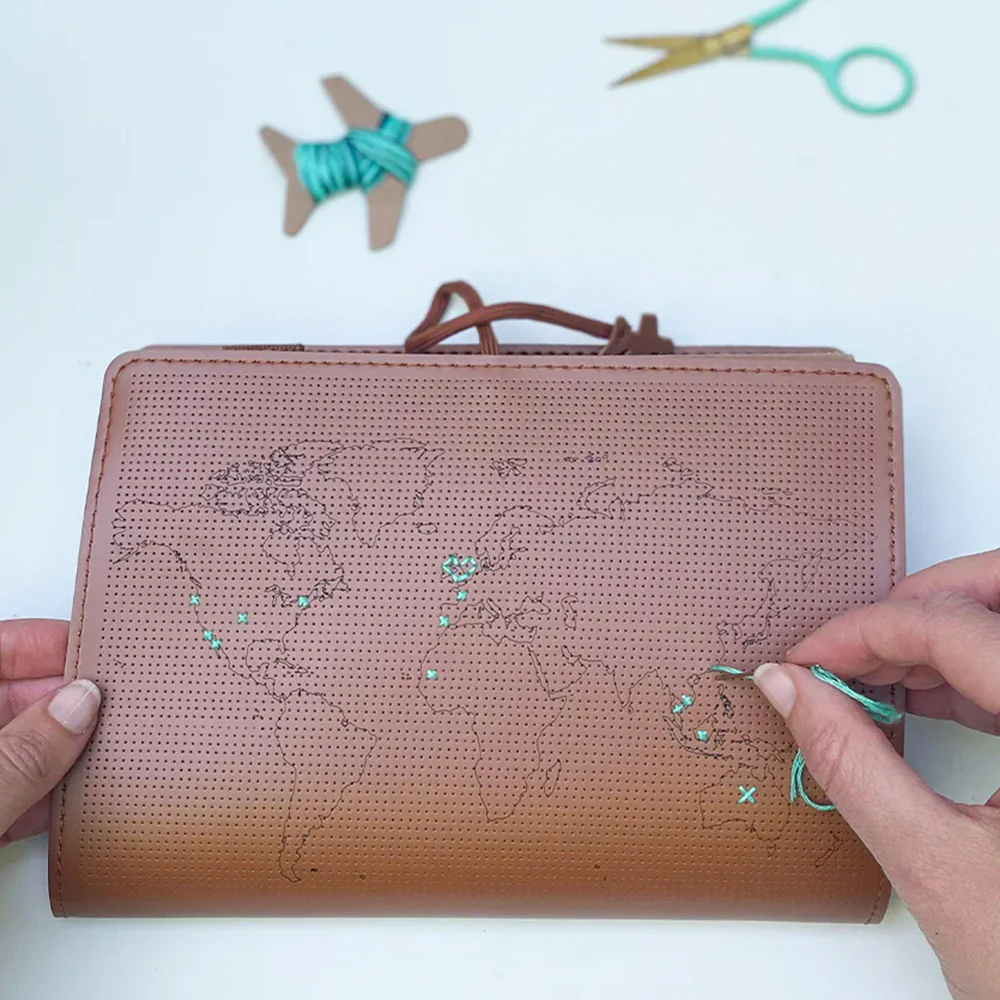 Chasing Threads Stitch World Travel Notebook Brown - Image 10