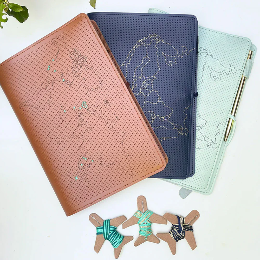 Chasing Threads Stitch World Travel Notebook Brown - Image 4