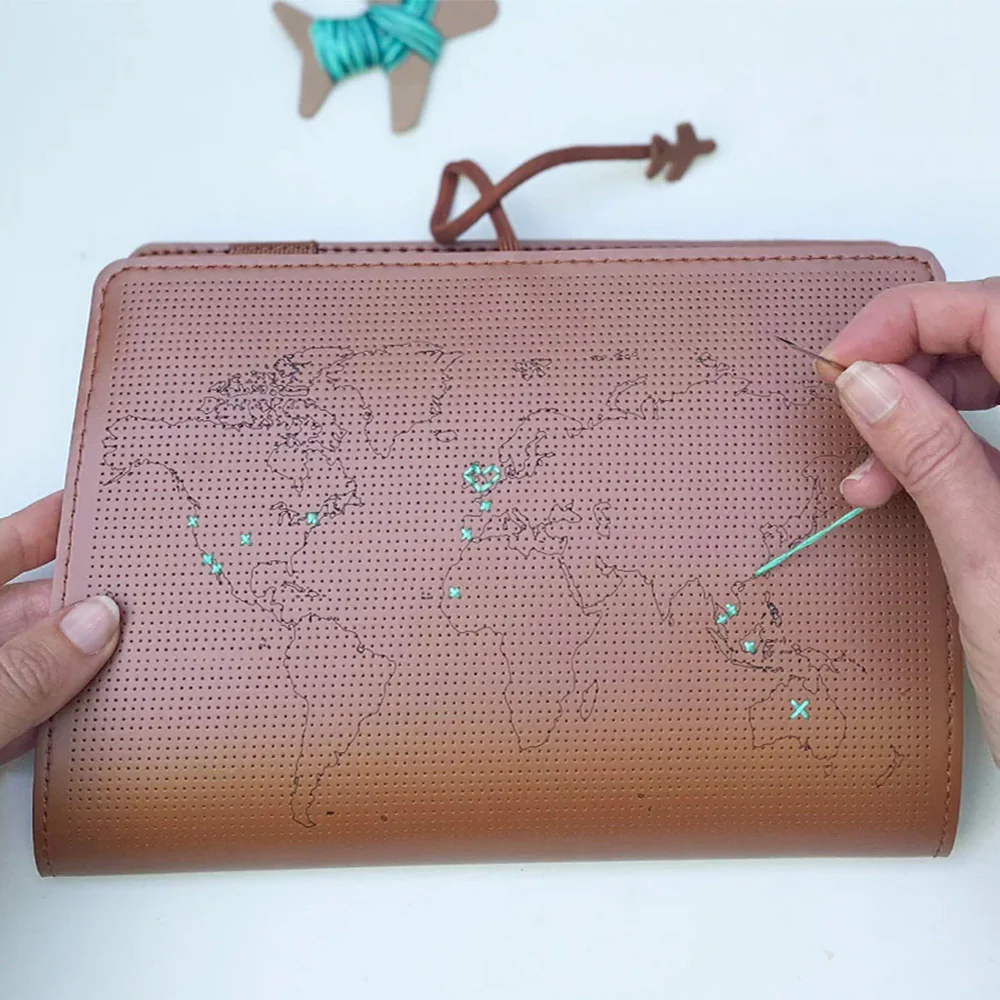Chasing Threads Stitch World Travel Notebook Brown - Image 5