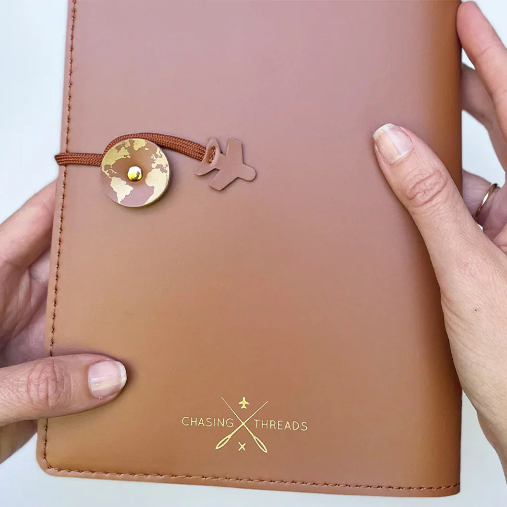 Chasing Threads Stitch World Travel Notebook Brown - Image 6