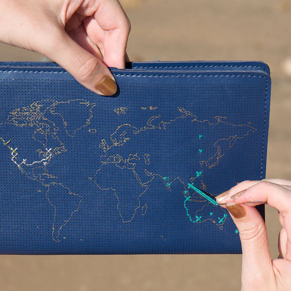 Chasing Threads Stitch World Travel Notebook Navy - Image 3