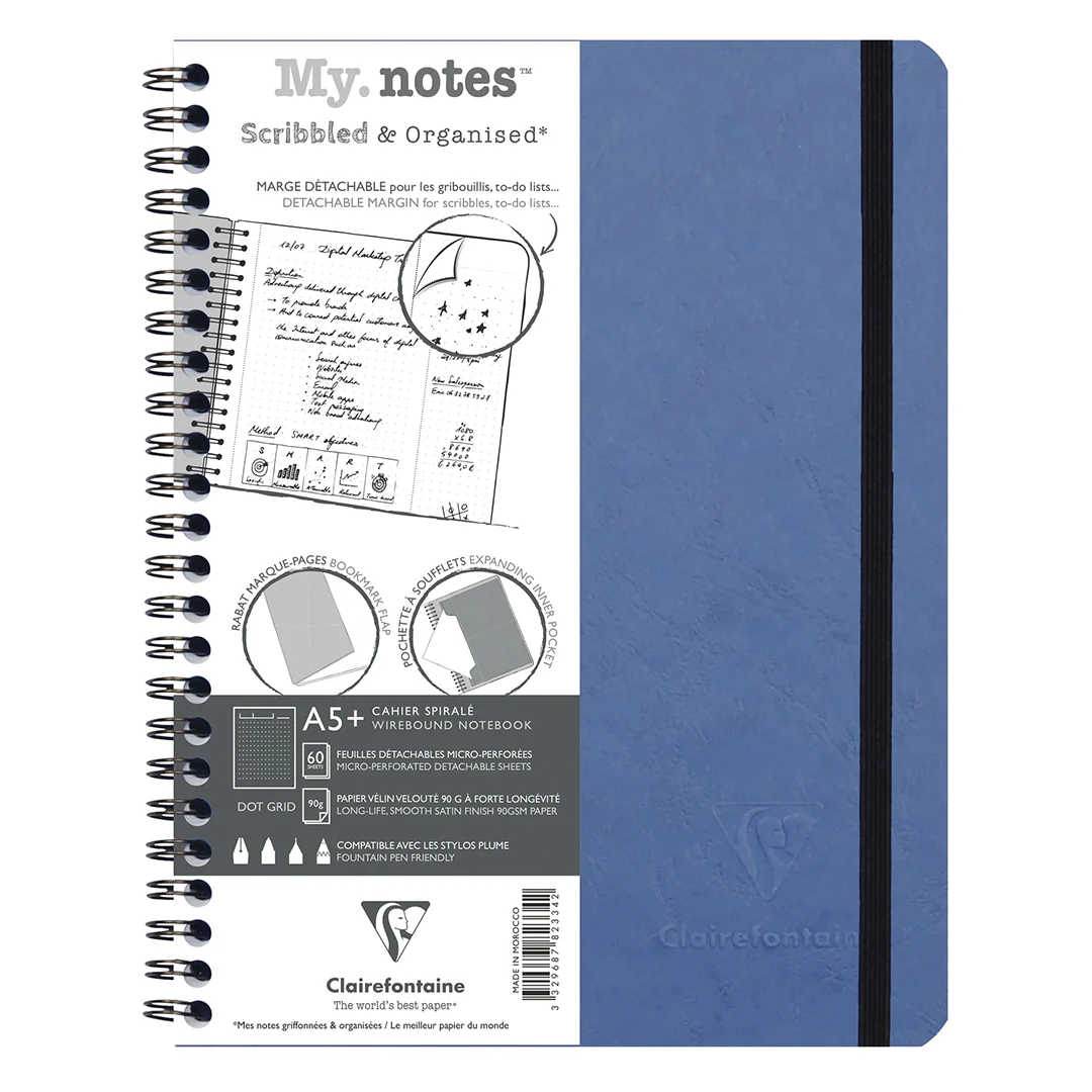 Clairefontaine Age Bag My Notes Wirebound Notebook with Detachable Margin Dotgrid A5+ - Image 2