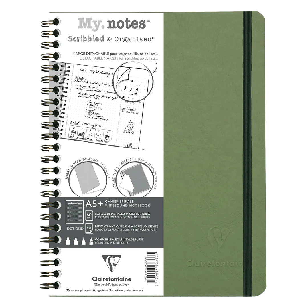 Clairefontaine Age Bag My Notes Wirebound Notebook with Detachable Margin Dotgrid A5+ - Image 3