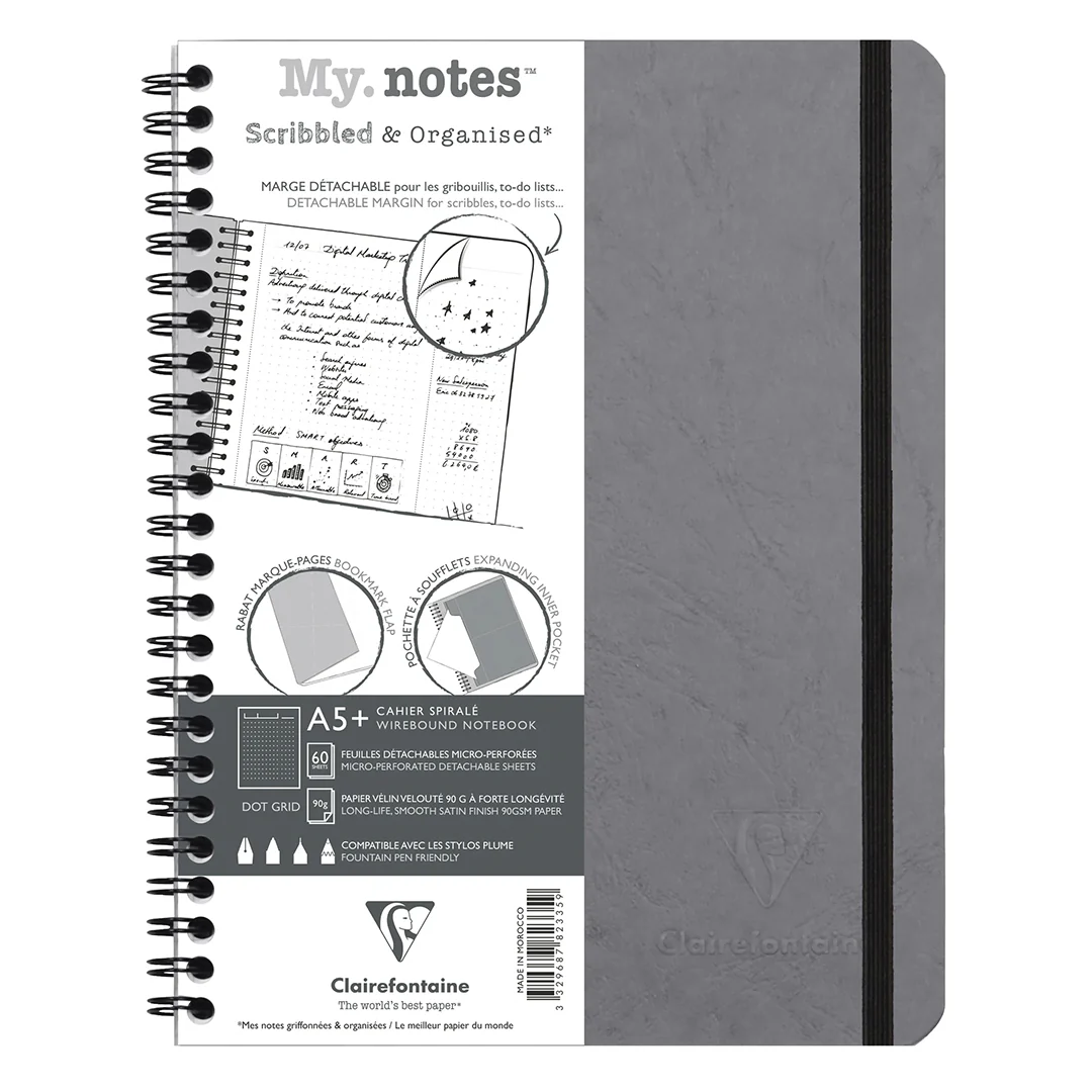 Clairefontaine Age Bag My Notes Wirebound Notebook with Detachable Margin Dotgrid A5+ - Image 4
