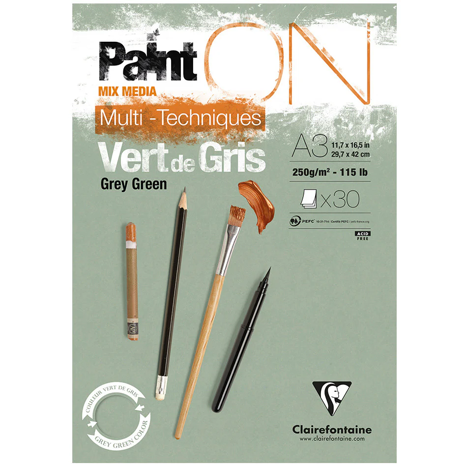 Clairefontaine Paint On Pad Grey Green A3