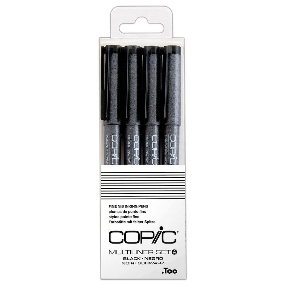 Copic MultiLiner Drawing Pen Set of 4 Black