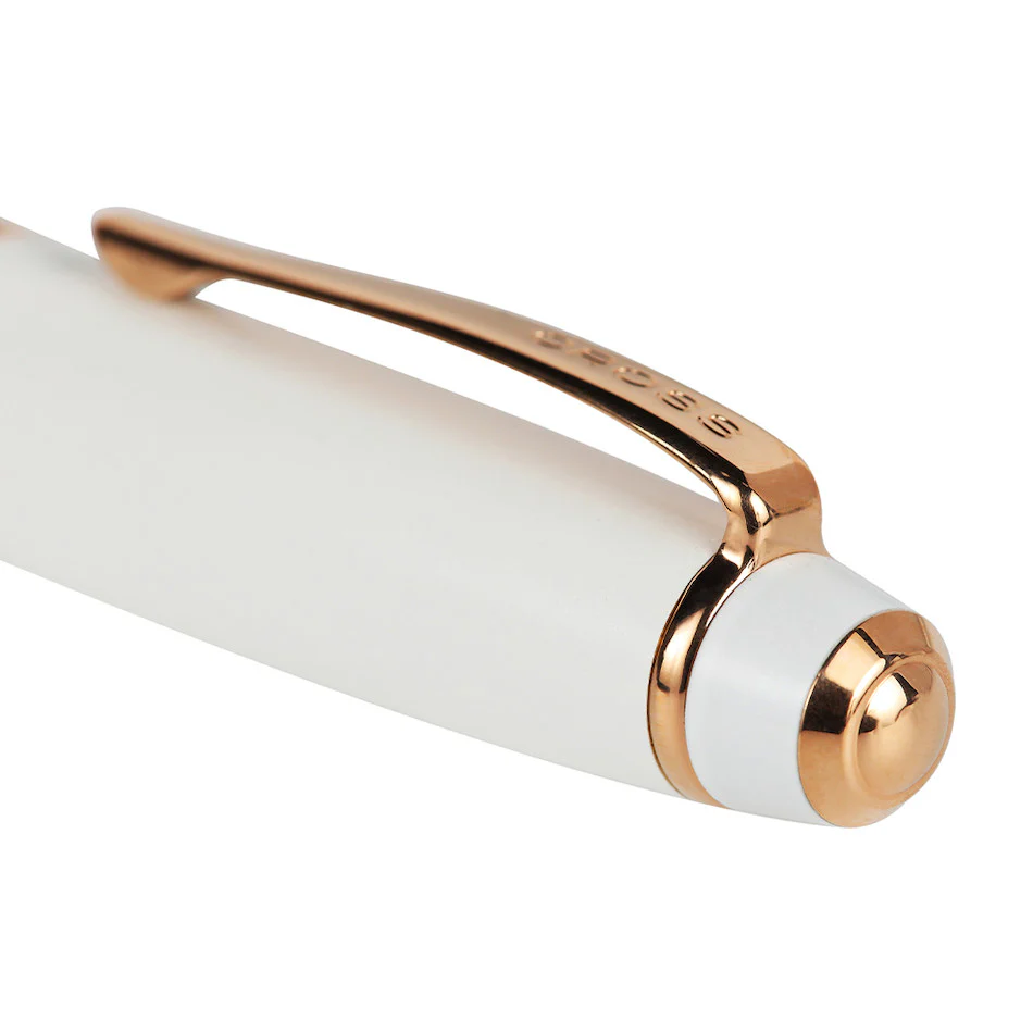 Cross Bailey Ballpoint Pen White Lacquer with Rose Gold Trim - Image 3