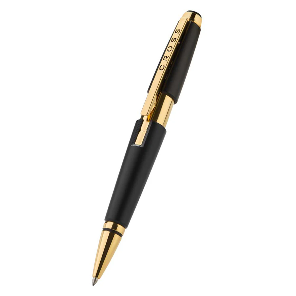 Cross Edge Telescopic Selectip Rollerball Pen Matt Black with Gold PVD - Image 2