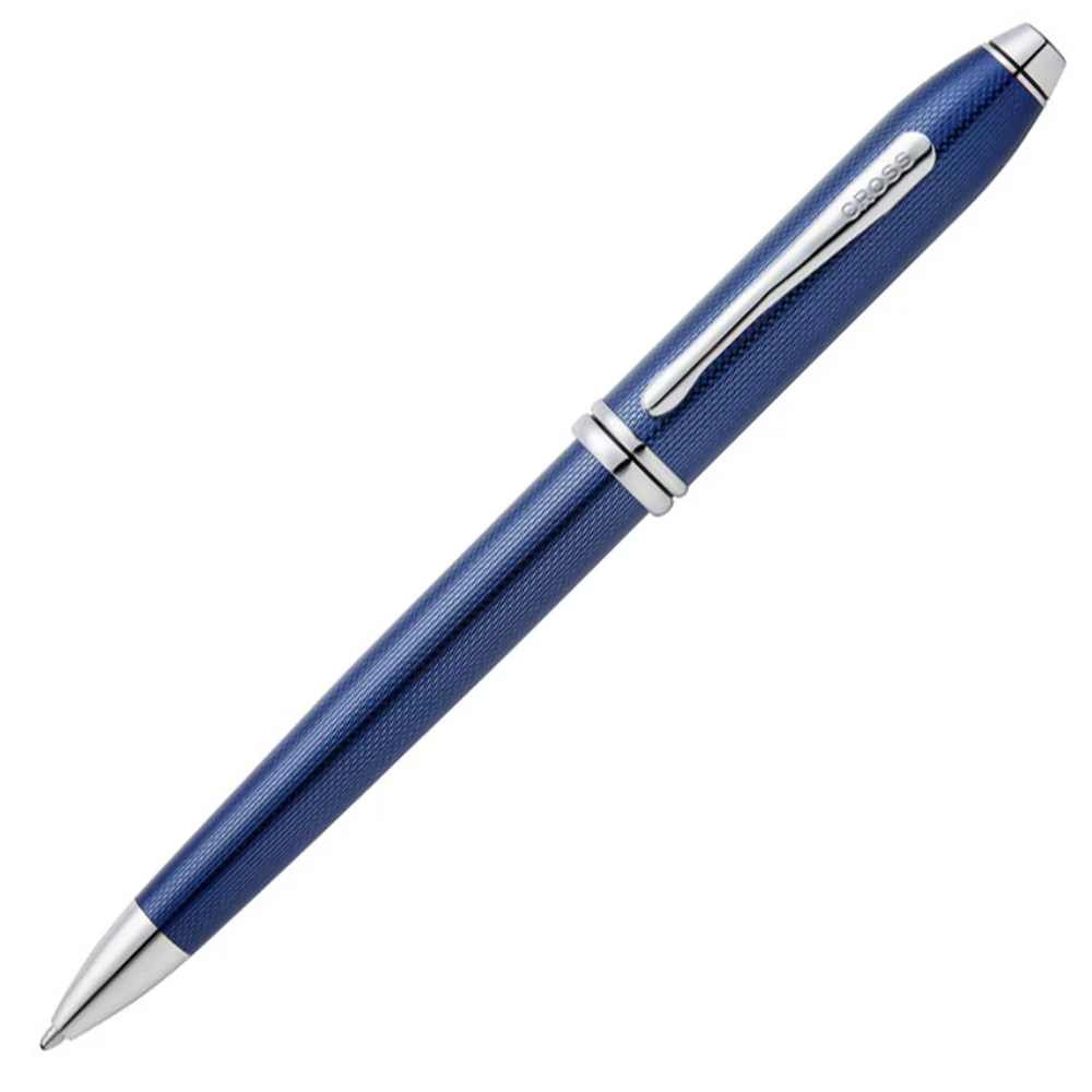 Cross Townsend Polished Translucent Cobalt Blue Engraved Diamond Pattern Ballpoint Pen - Image 4