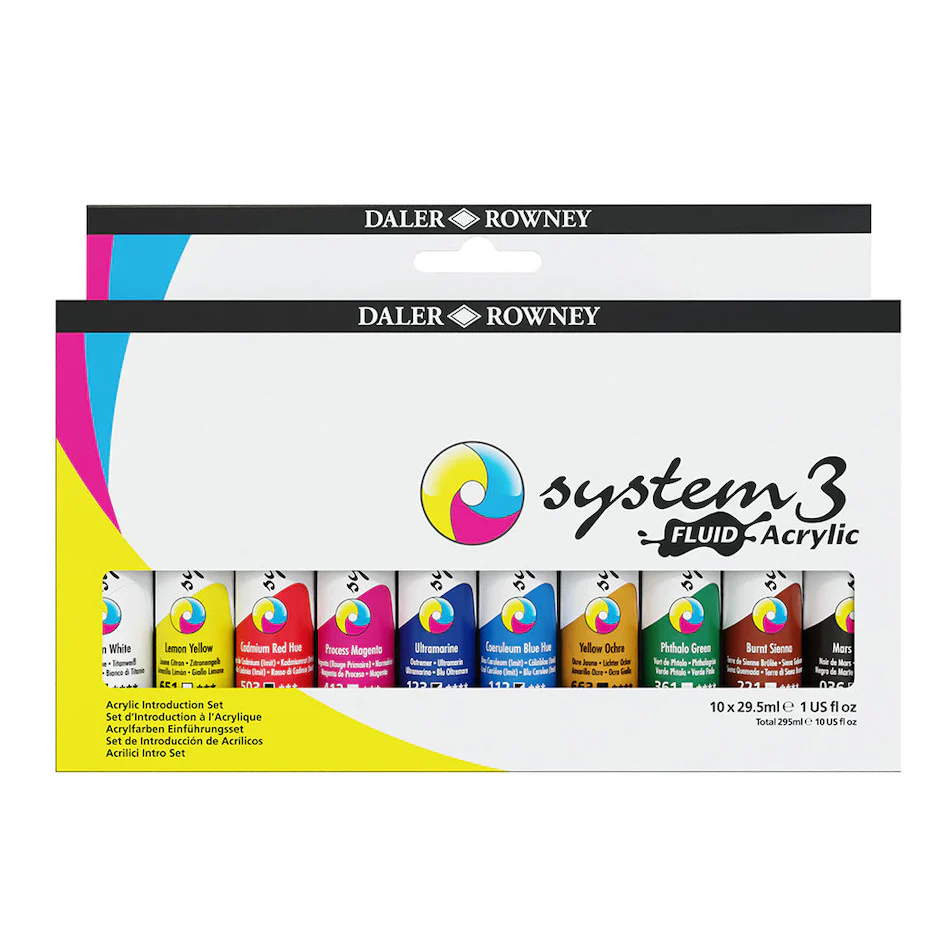 Daler-Rowney System3 Fluid Acrylic 29.5ml Set of 10 - Image 2