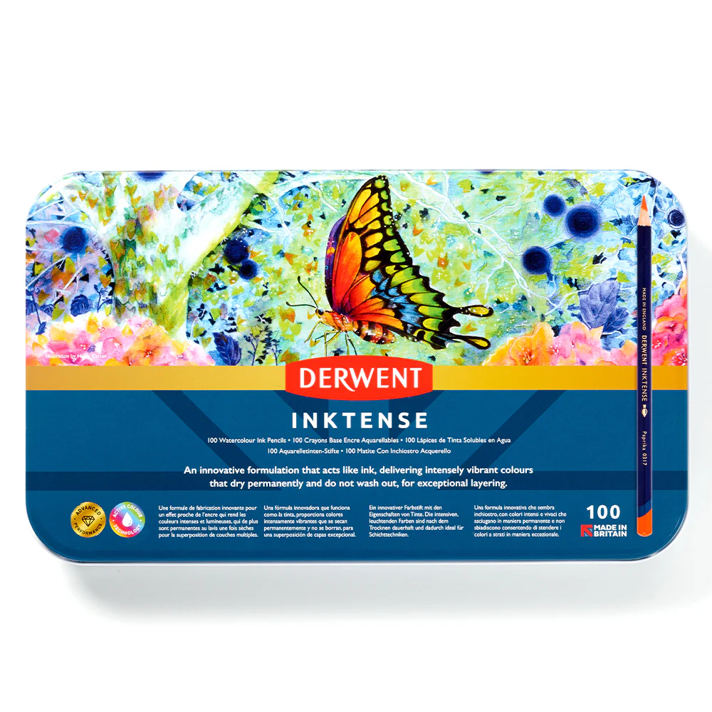 Derwent Inktense Coloured Pencils Tin of 100