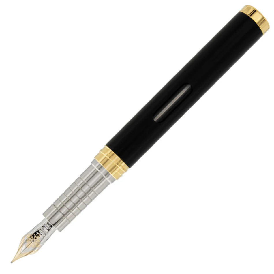 Diplomat Nexus Fountain Pen Black with Gold Trim 14K Nib