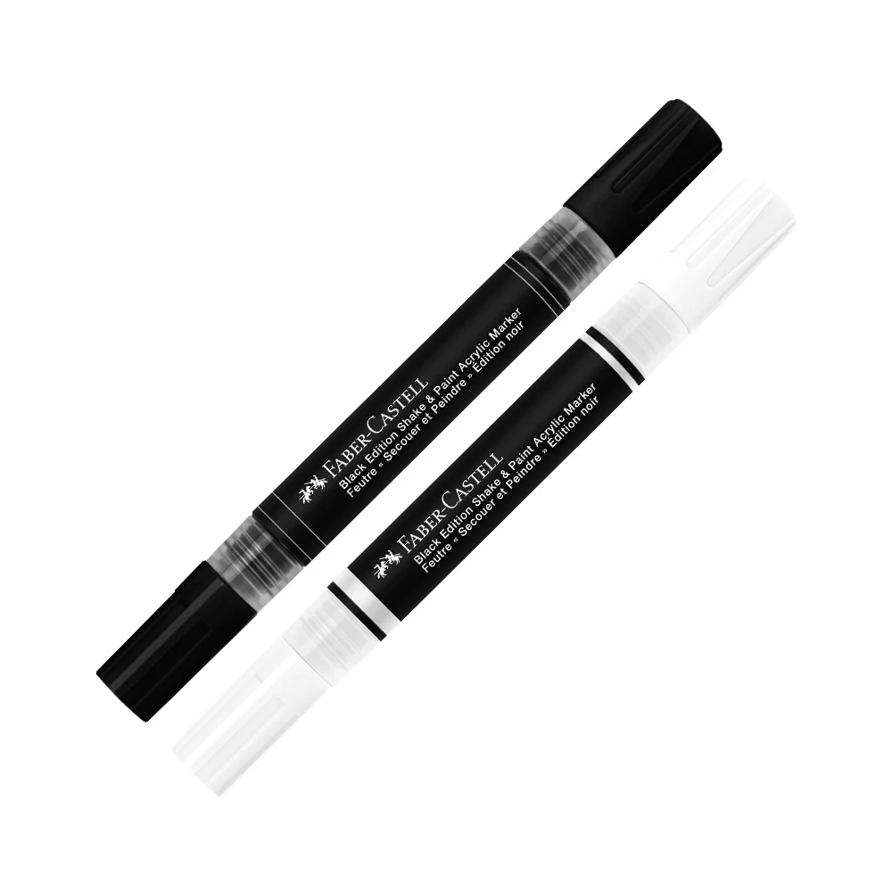 Faber-Castell Black Edition Shake & Paint Acrylic Markers Black and White Set of 2 - Image 3