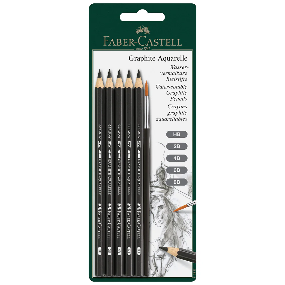 Faber-Castell Graphite Aquarelle Pencil Set HB 2B 4B 6B 8B