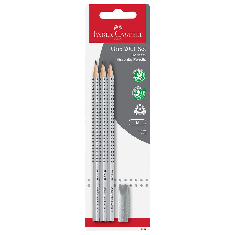 Faber-Castell Grip 2001 Graphite pencil Set of 3 B
