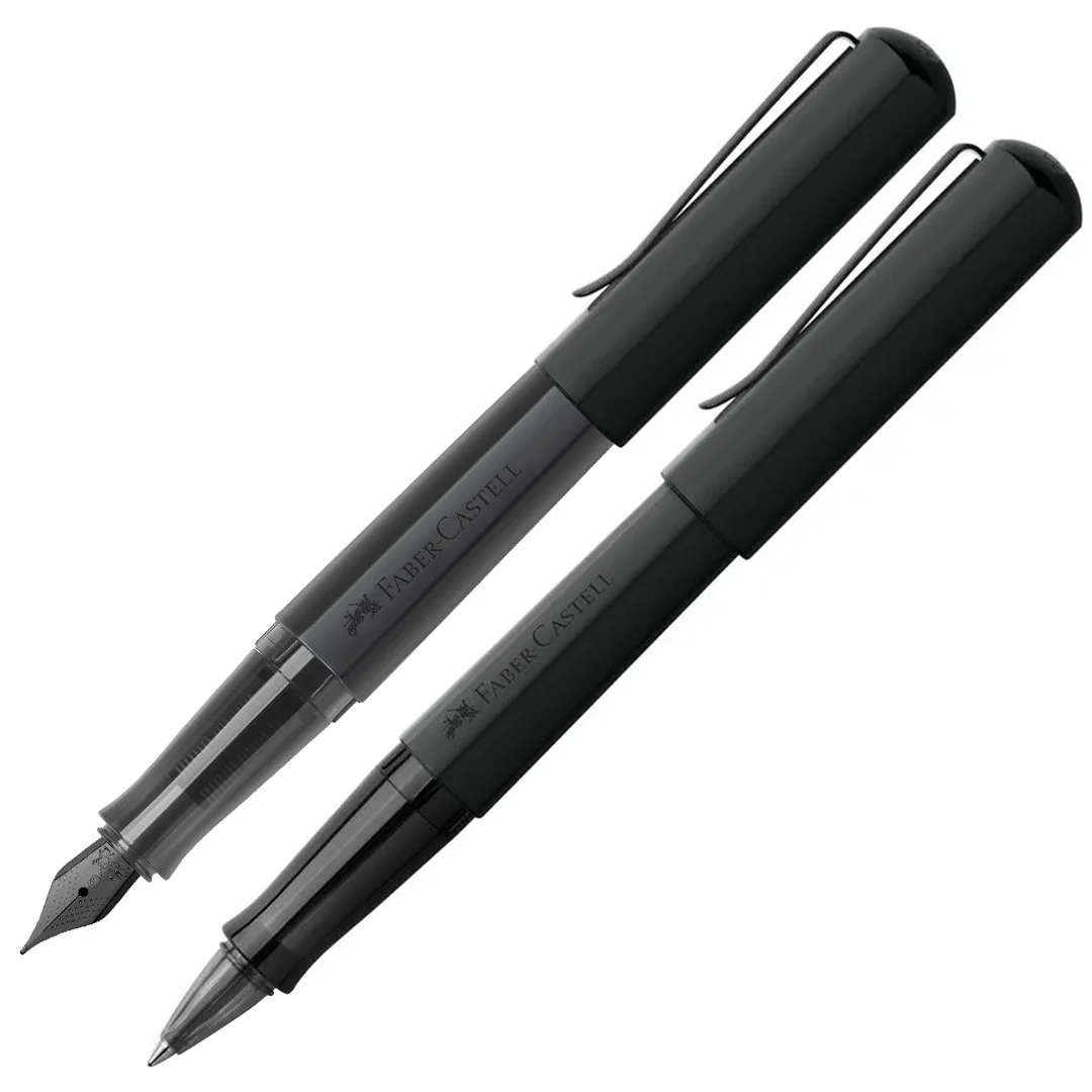 Faber-Castell Hexo Black Fountain Pen and Rollerball Pen Set Medium