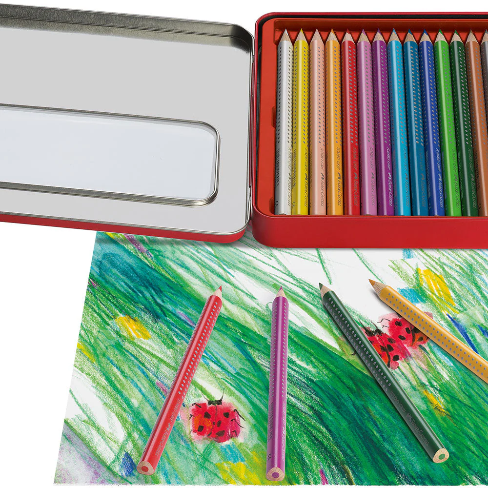 Faber-Castell Jumbo Grip Coloured Pencil Metal Tin of 16 - Image 2