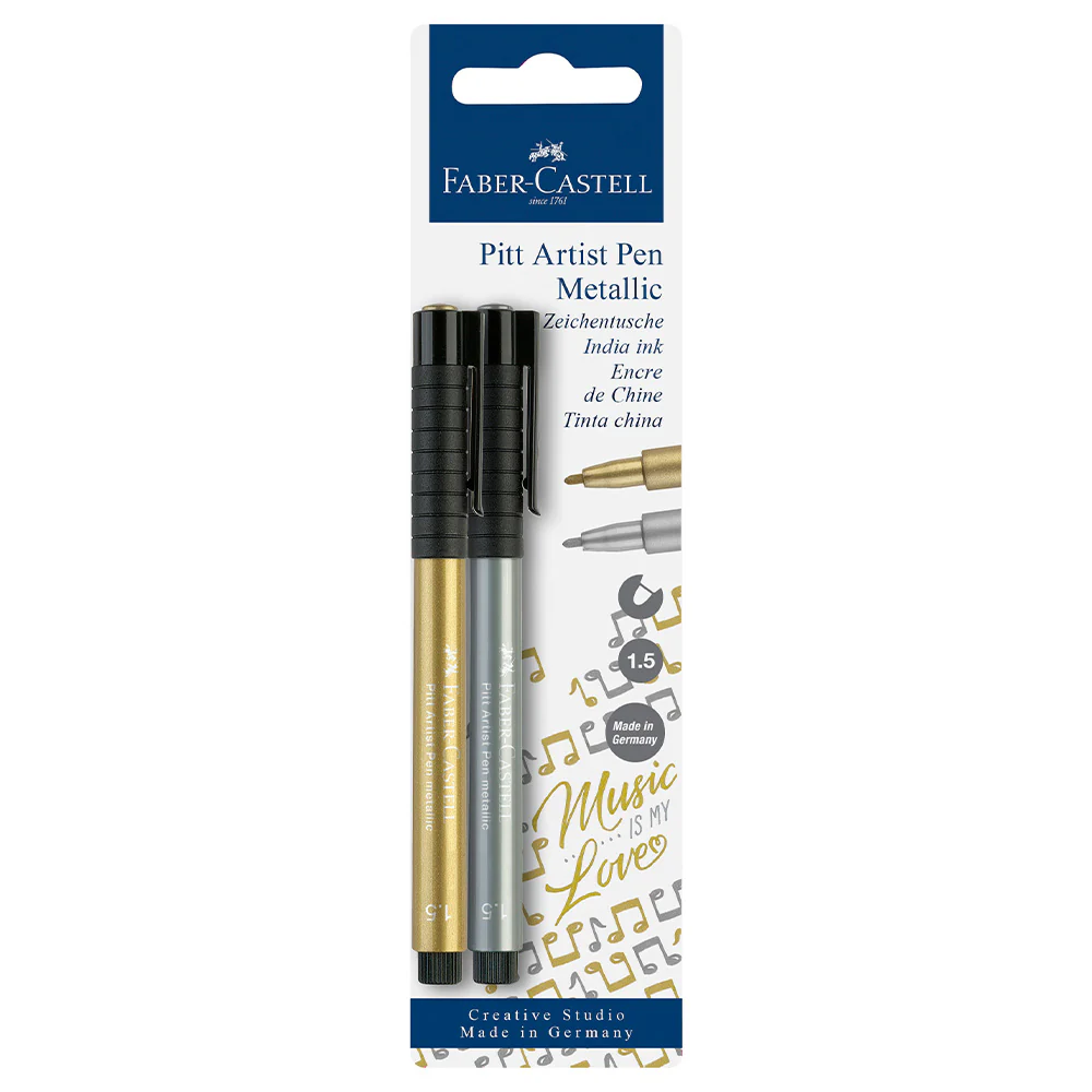 Faber-Castell Pitt Artist Pen Metallic Gold And Silver