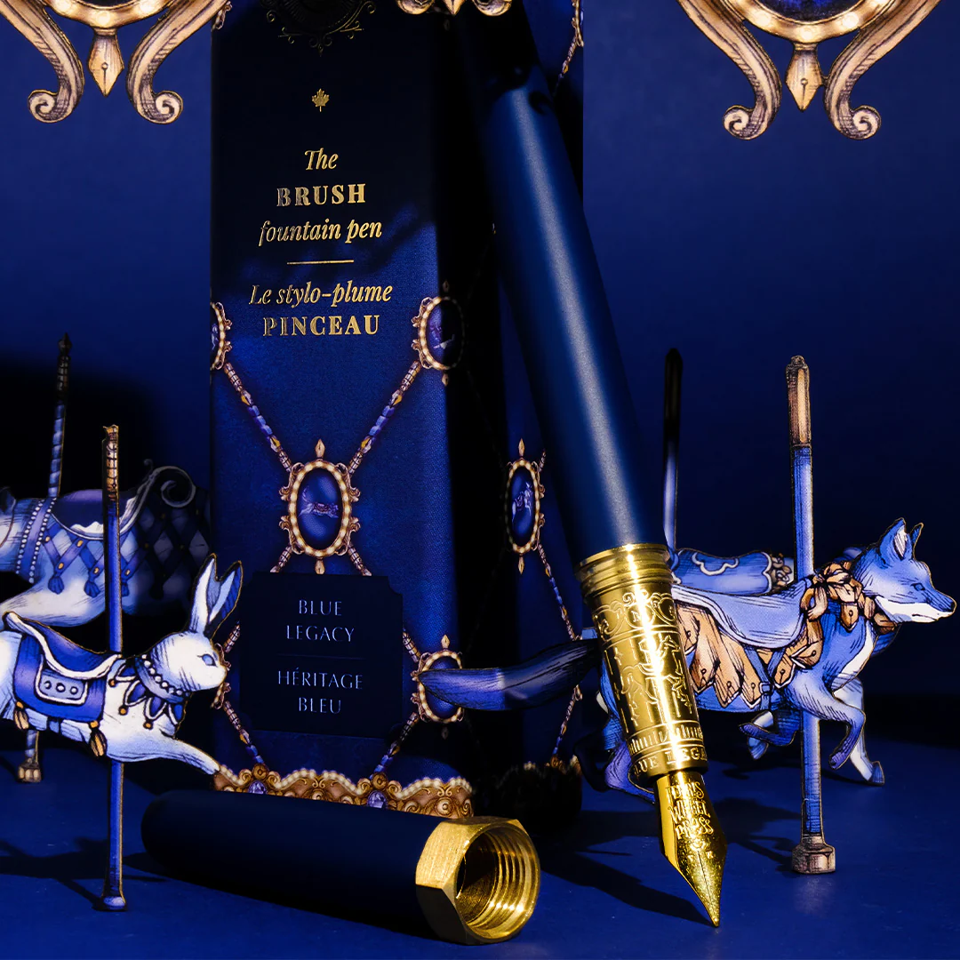 Ferris Wheel Press Brush Fountain Pen Gold Crystal Blue Legacy - Image 2