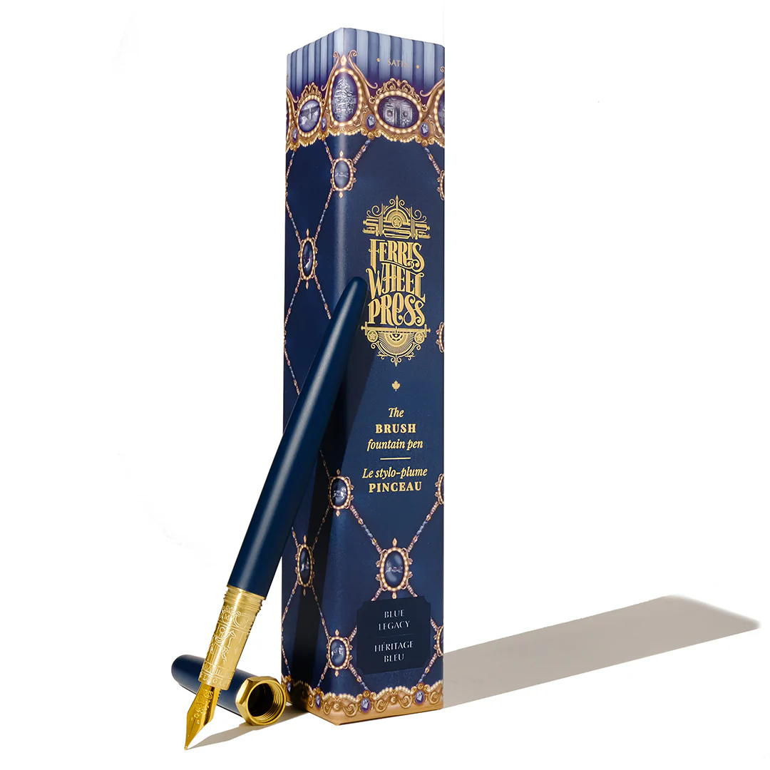 Ferris Wheel Press Brush Fountain Pen Gold Crystal Blue Legacy - Image 3