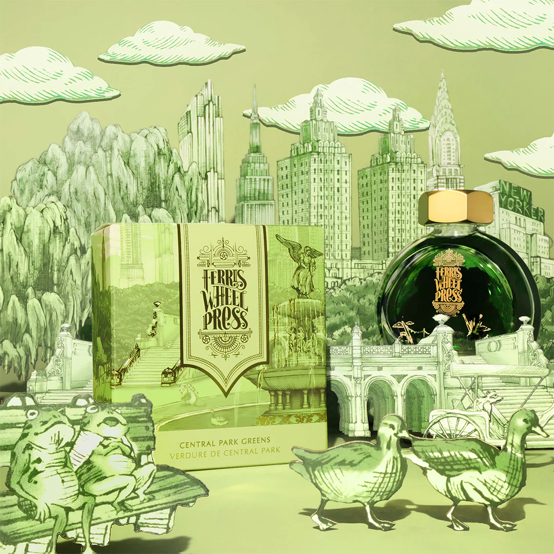 Ferris Wheel Press Fountain Pen Ink 38ml Central Park Greens - Image 3