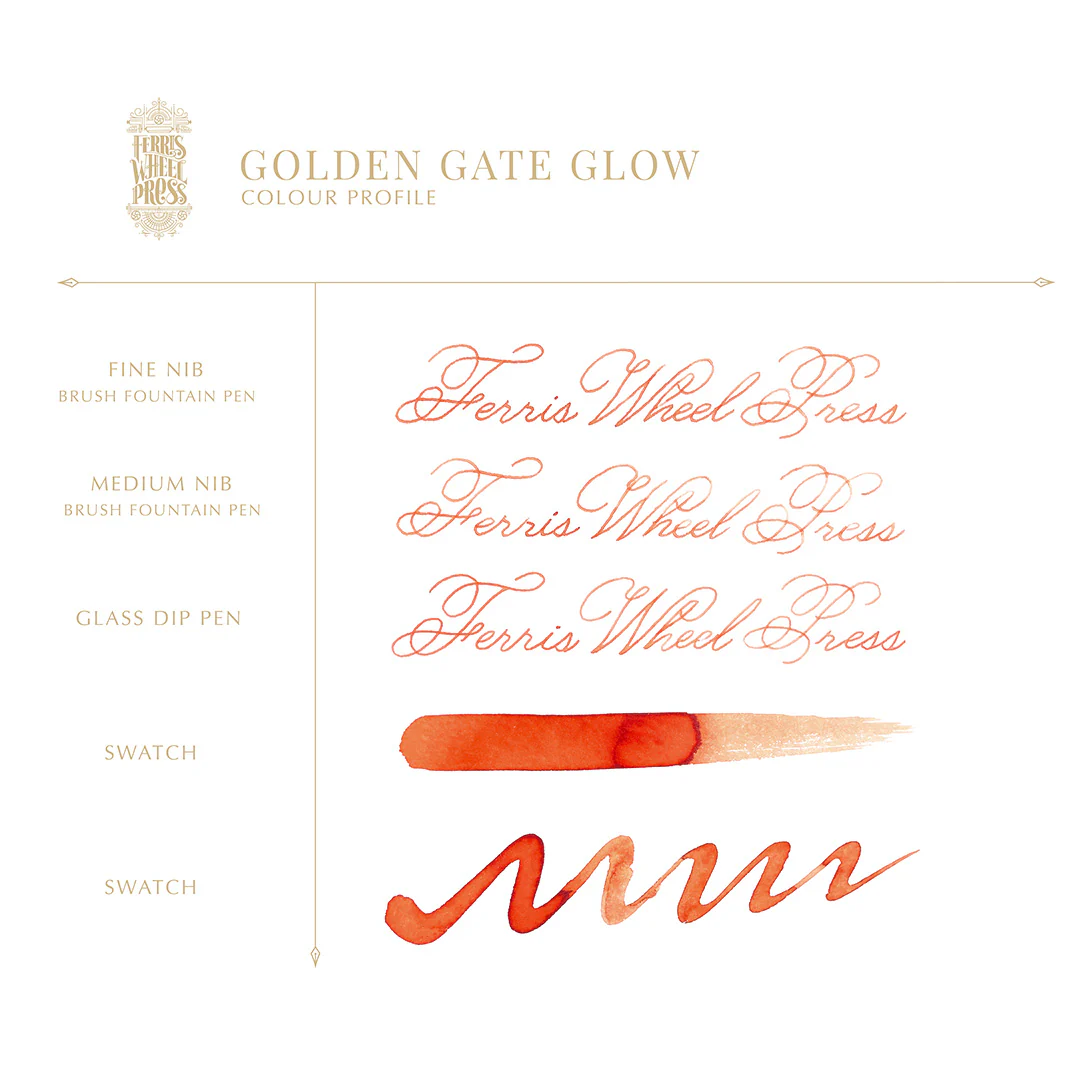 Ferris Wheel Press Fountain Pen Ink 38ml Golden Gate Glow - Image 2