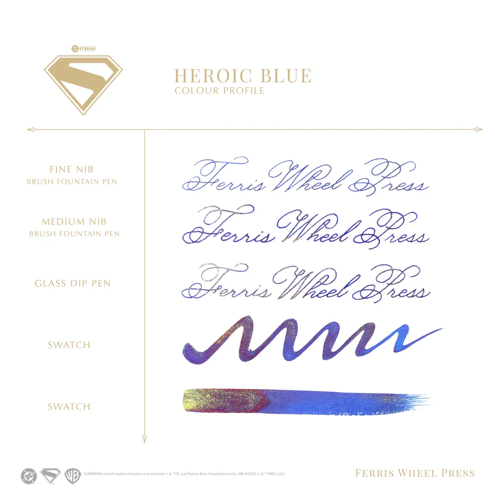 Ferris Wheel Press Superman Fountain Pen Ink 28ml Heroic Blue - Image 3