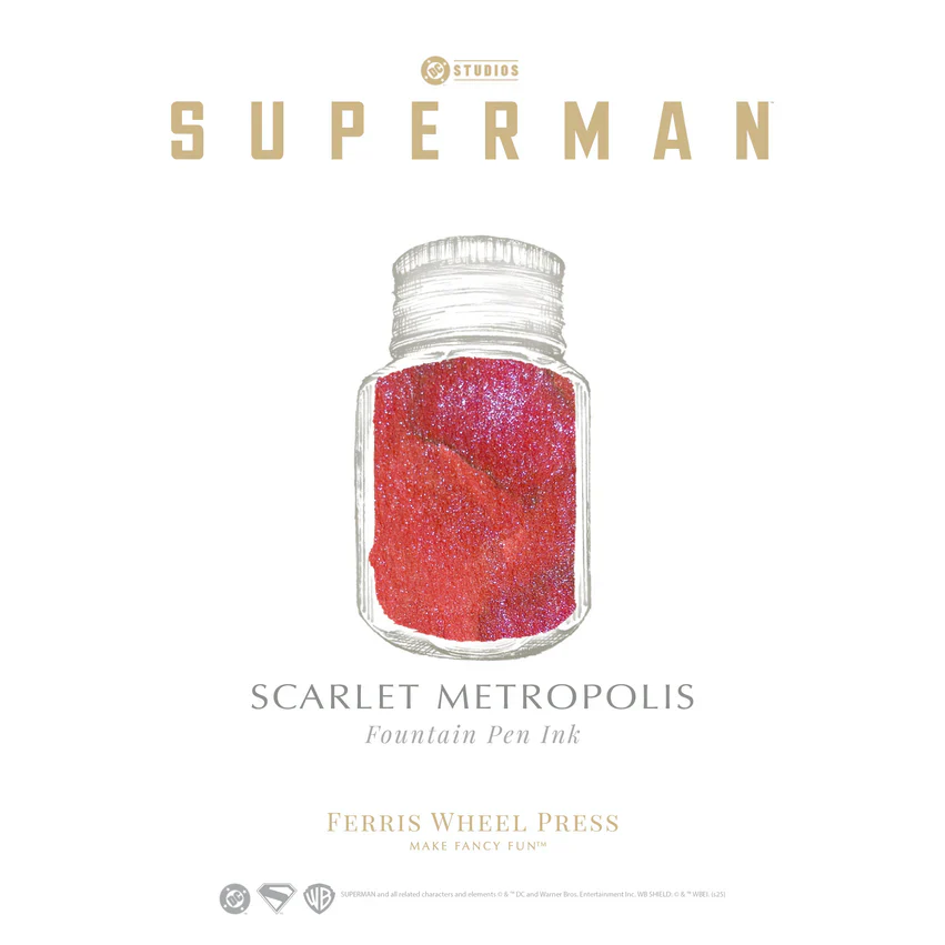 Ferris Wheel Press Superman Fountain Pen Ink 28ml Scarlet Metropolis - Image 2