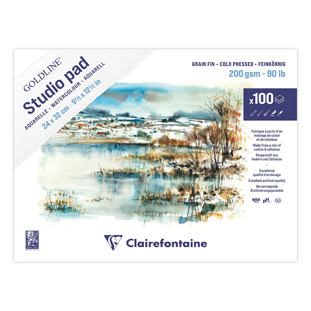 Clairefontaine Goldline Studio Watercolour Pad 24x32 100 Sheets