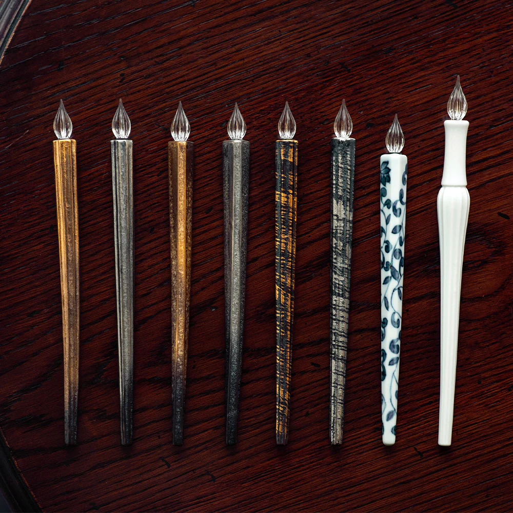HIZEN5 Saga Collective Japanese Ceramic Glass Dip Pen Triangular Gold - Image 3