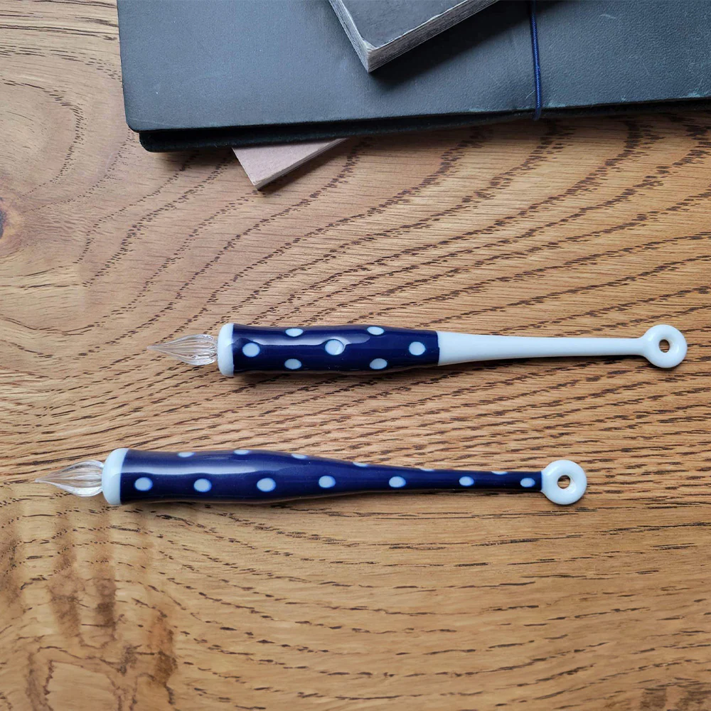 HIZEN5 Saga Collective Japanese Ceramic Glass Dip Pen Ureshino Polka Dots - Image 3