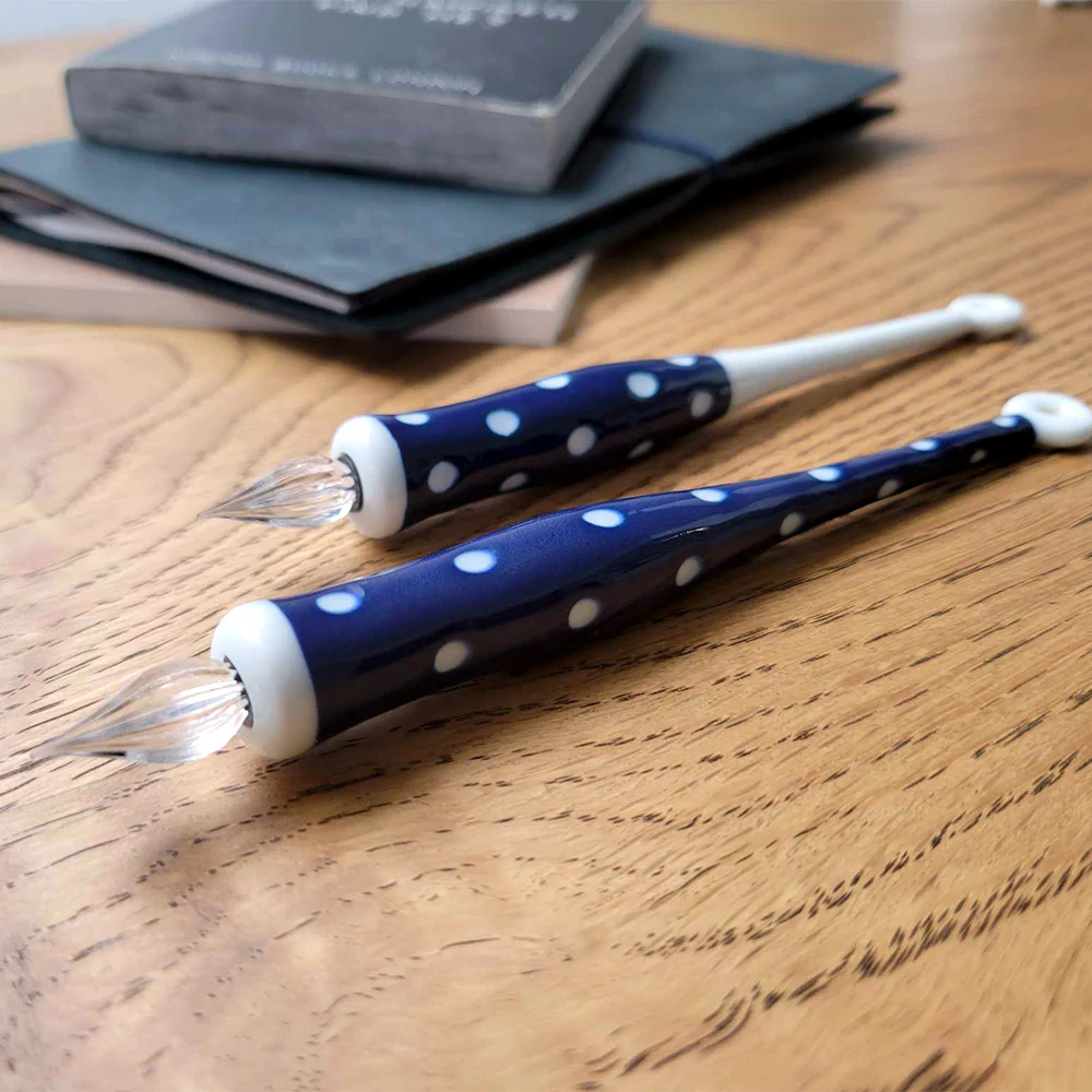 HIZEN5 Saga Collective Japanese Ceramic Glass Dip Pen Ureshino Polka Dots Full - Image 3
