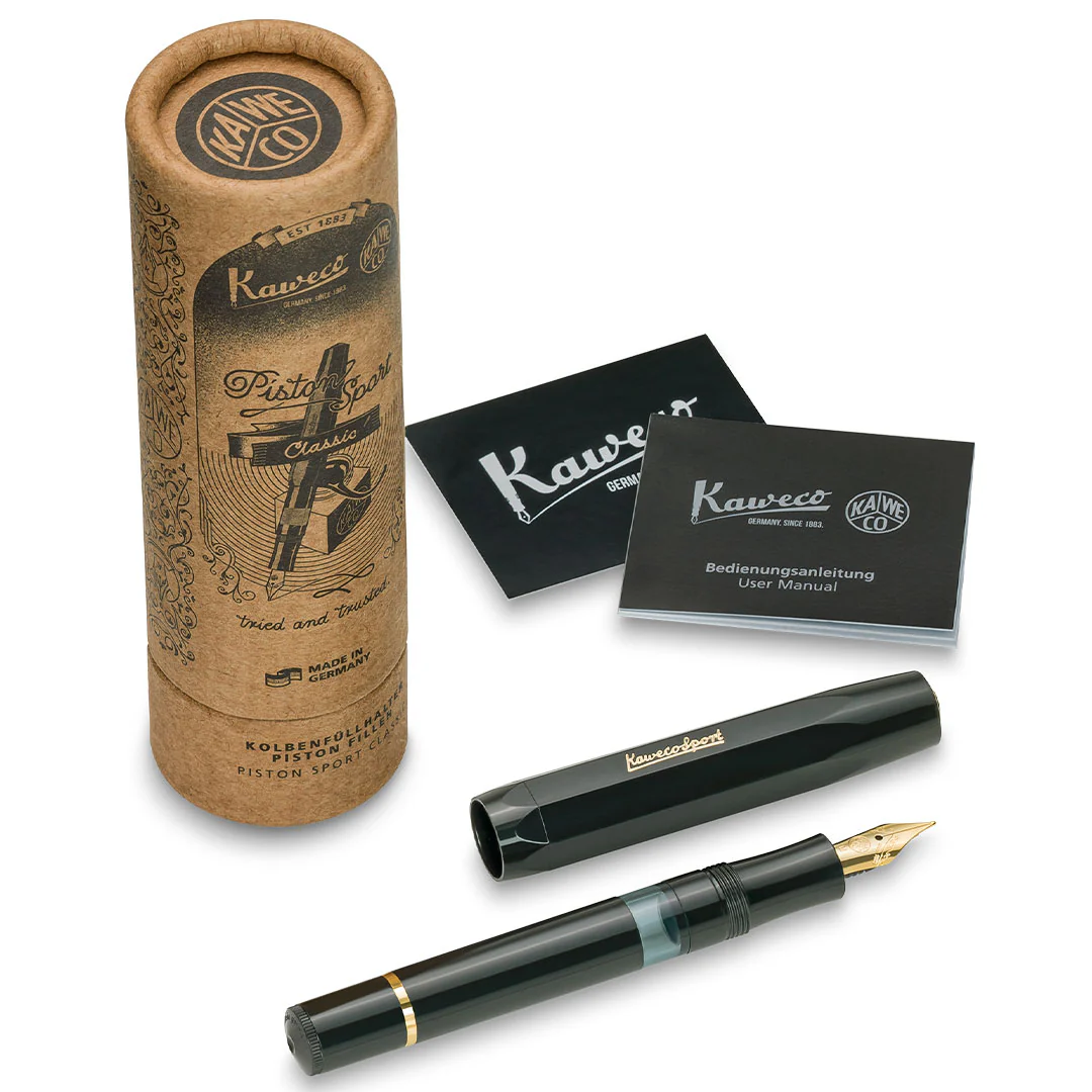Kaweco Classic Sport Piston Filler Fountain Pen Black and Gold - Image 3
