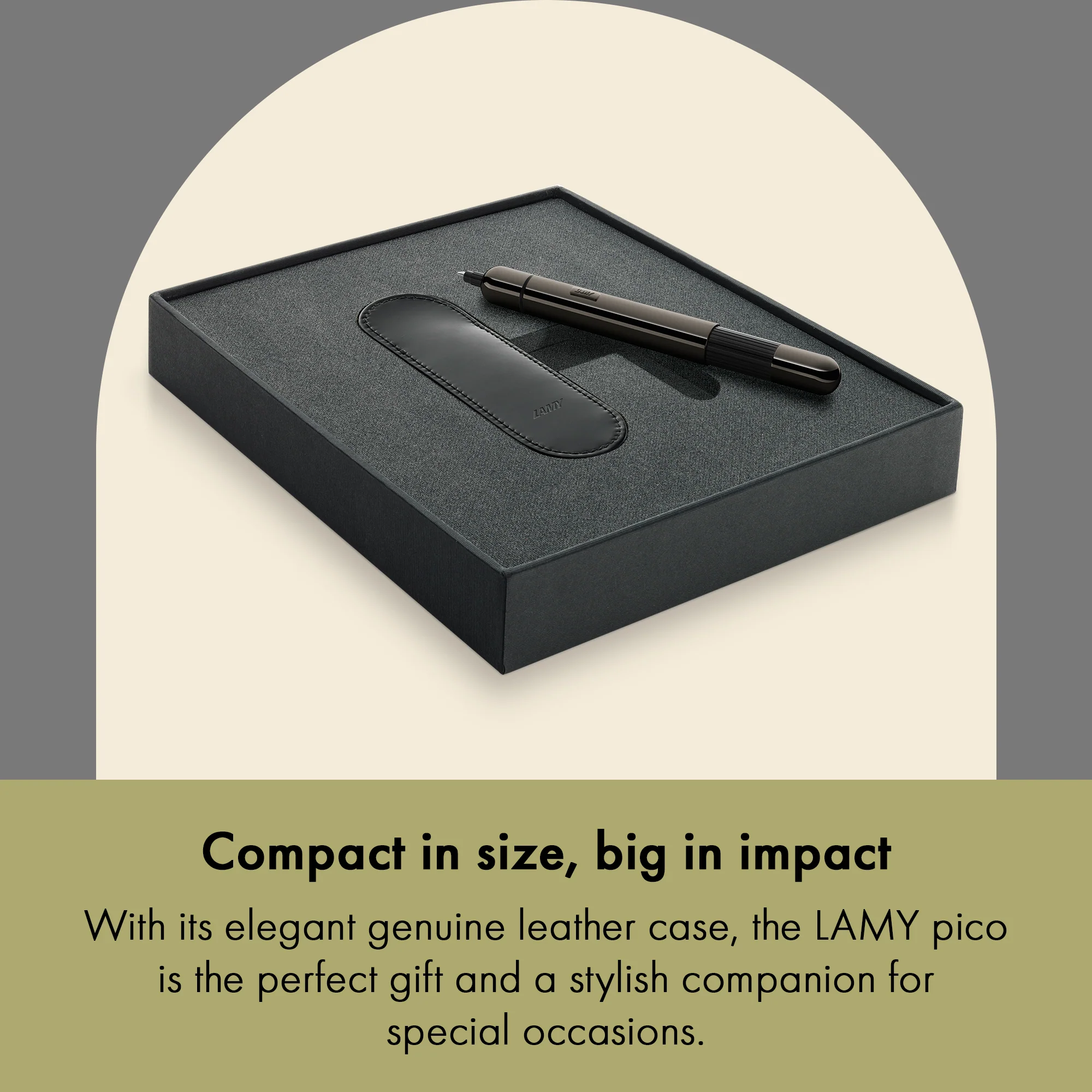 LAMY 281 pico Lx Ruthenium Ballpoint Pen and Leather Pouch set - Image 3