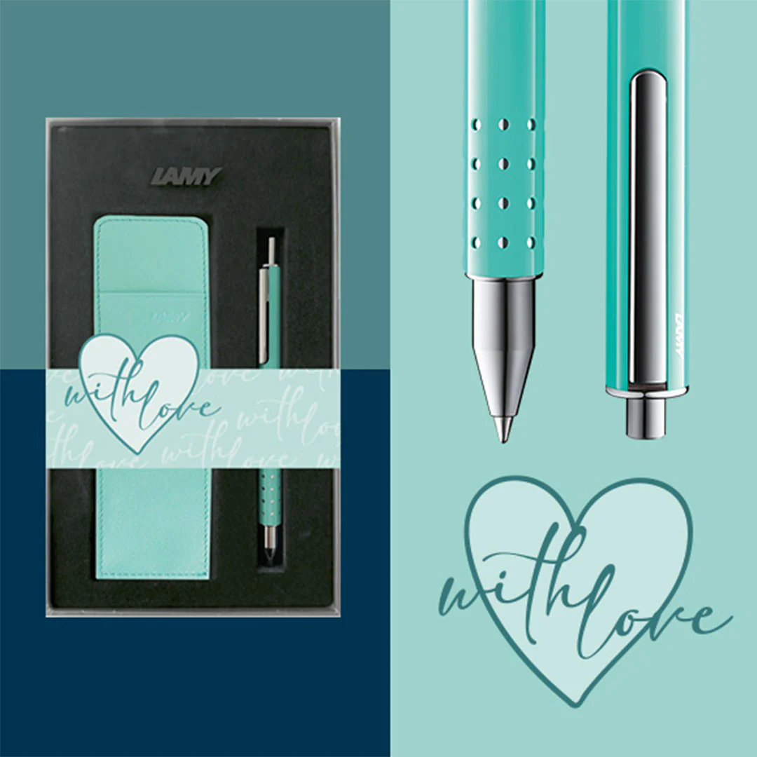 LAMY swift Rollerball Pen Gift Set with Leather Case Lagoon Special Edition - Image 2