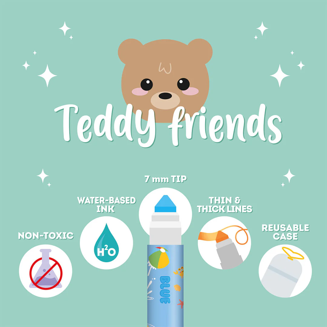 Legami Brush Markers Set of 12 Teddy Friends - Image 3