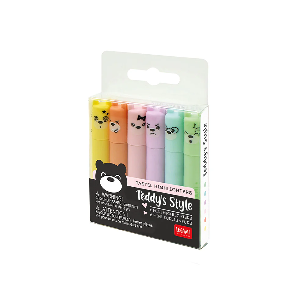 Legami Teddy Mini Highlighter Set of 6 - Image 3