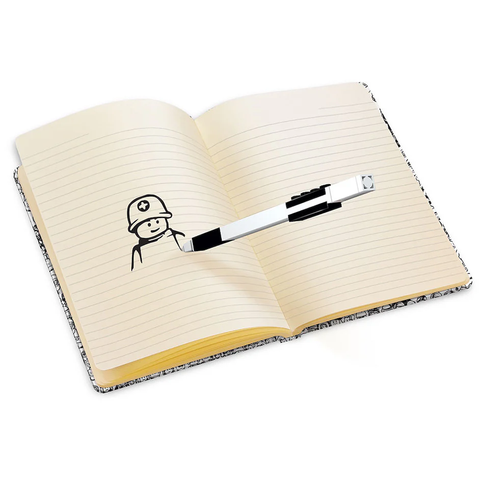 LEGO 2.0 Journal Minifigure Brick 4x6 Black with Gel Pen Black - Image 3
