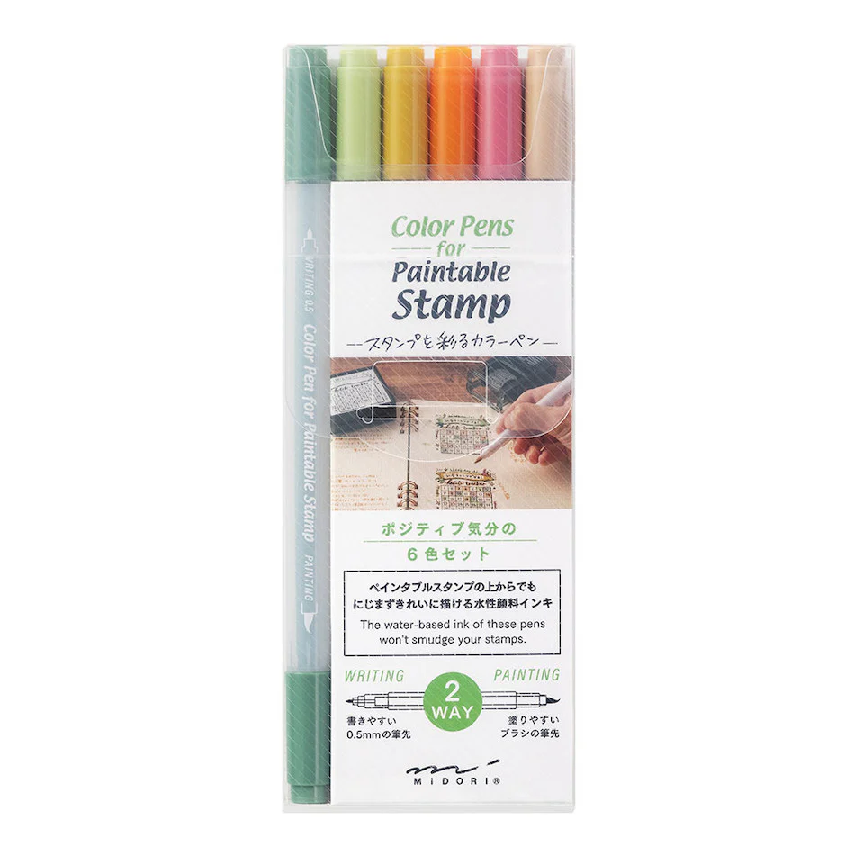 Midori Colour Pens for Paintable Stamp Set of 6 - Image 2